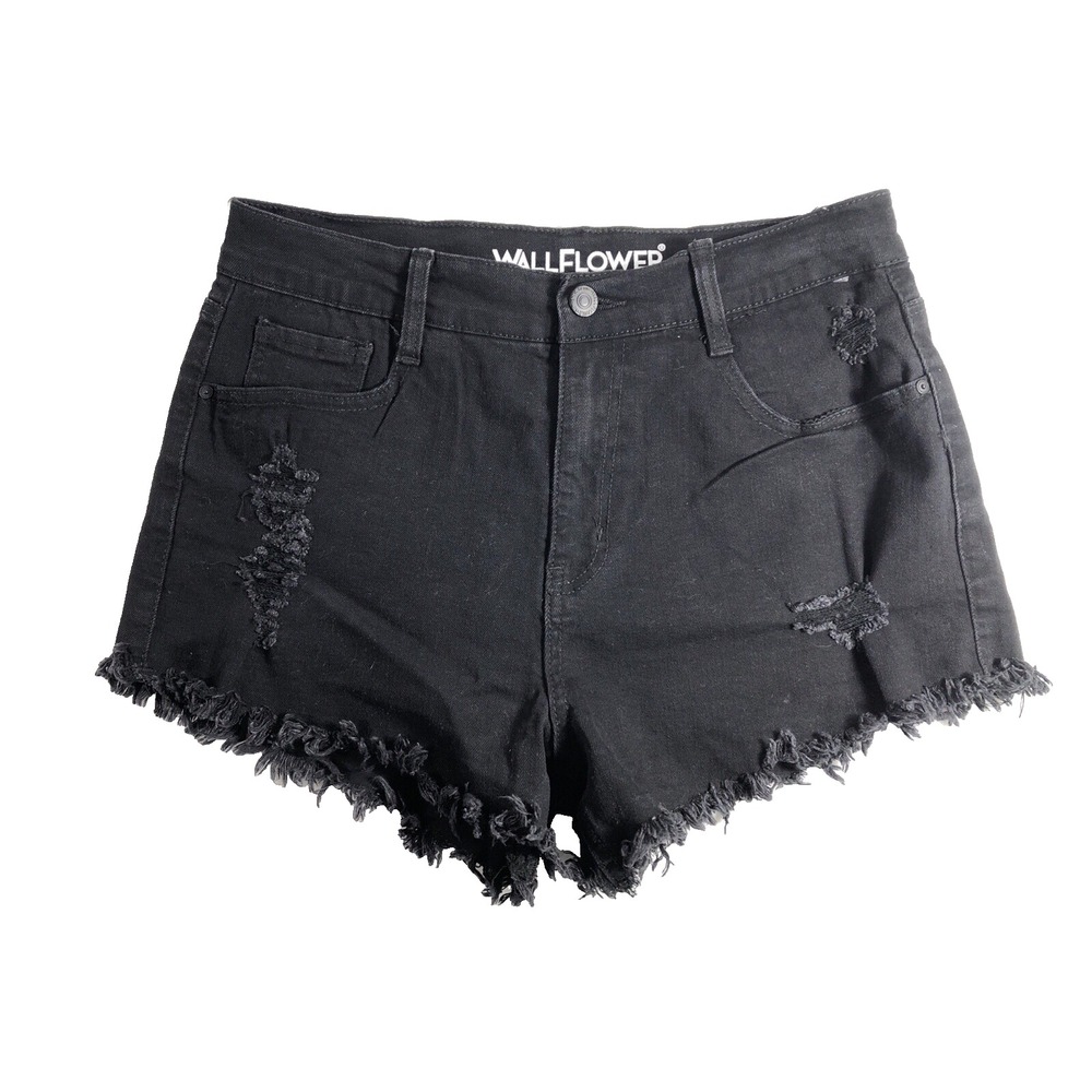 Wallflower Shorts Juniors 11 Black Denim Fearless Curvy‎ Super High Rise Women's